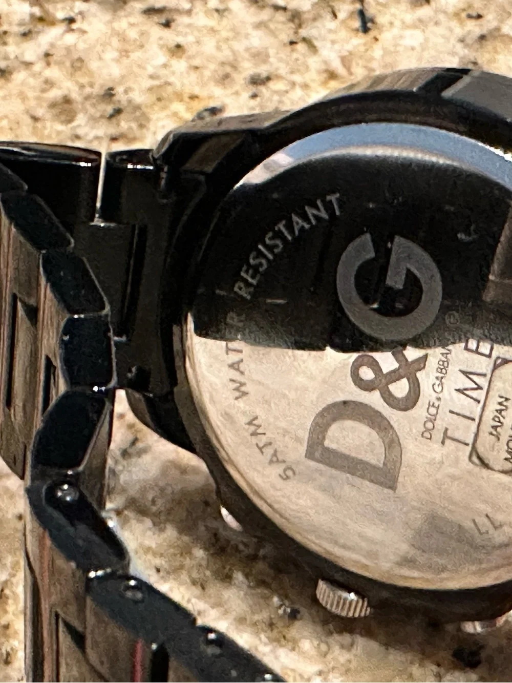 D&G Dolce & Gabbana Time Chronograph Watch Black Red Stainless Steel